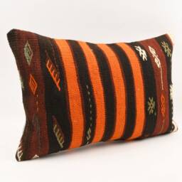 Bohemian Kilim Pillow 16x24 Handwoven Wool Cushion Cover - thumbnail 3