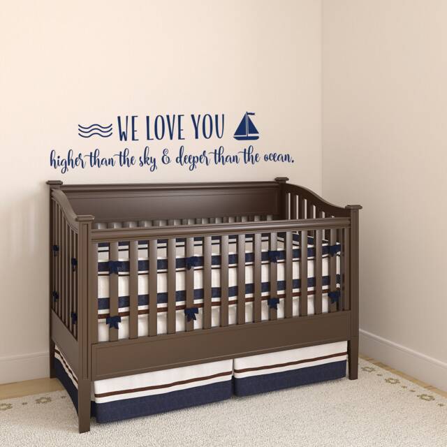 Nautical Nursery Vinyl Wall Decal We Love You, Ocean Theme P176 - image 1