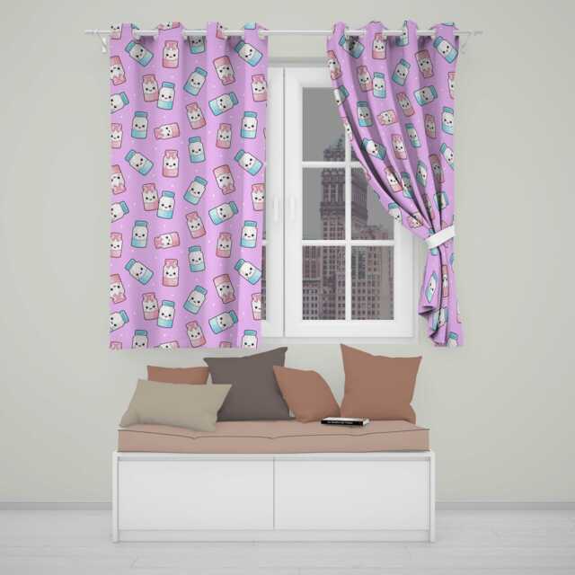 Kawaii Sugar Jar Bottles With Glitter Sprinkles Purple Background Seamless Pattern Readymade Eyelet Ring Top Thermal 100% Blackout Curtains - image 1