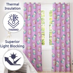 Kawaii Sugar Jar Bottles With Glitter Sprinkles Purple Background Seamless Pattern Readymade Eyelet Ring Top Thermal 100% Blackout Curtains - thumbnail 3