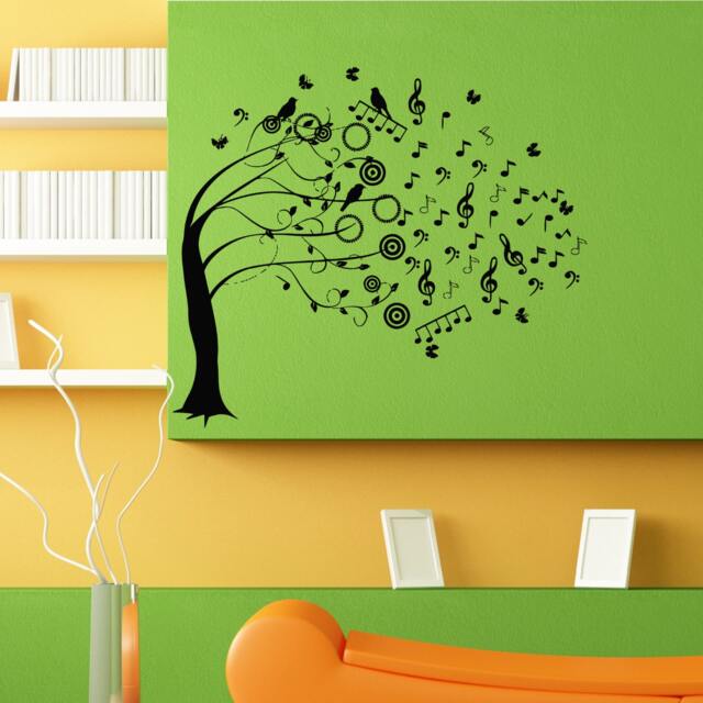 Music Musical Tree Birds Theme Wall Sticker Vinyl Mural Decal Home House Apartment Art Decor Free Shipping L096 - image 1