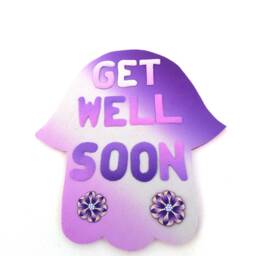 Personalized Polymer Clay Hamsa Nursery Name Sign, Purple Kids Room Wall Art, Good Luck Gift - thumbnail 3