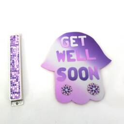 Personalized Polymer Clay Hamsa Nursery Name Sign, Purple Kids Room Wall Art, Good Luck Gift - thumbnail 4