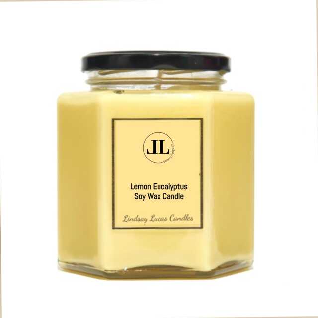 Lemon Eucalyptus Essential Oil Scented Candles, Natural Vegan Soy Wax Yellow Candle, Insect Candles Strong Smelling - image 1
