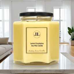 Lemon Eucalyptus Essential Oil Scented Candles, Natural Vegan Soy Wax Yellow Candle, Insect Candles Strong Smelling - thumbnail 2