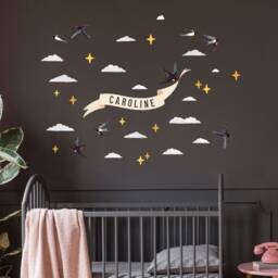 Personalised Name Wall Sticker With Swallows - thumbnail 2