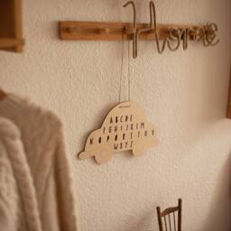 Wooden Car Abc Alphabet Wall Hanging Nursery Decor - thumbnail 2