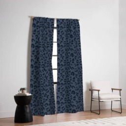 Blackout Window Curtains, Leopard Print, Navy Blue, Animal Maximalist Decor, Safari Jungle Bedroom, Wildlife Lover - thumbnail 1