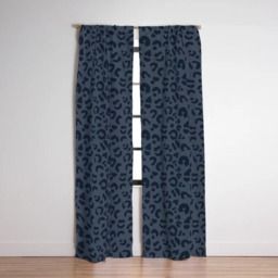 Blackout Window Curtains, Leopard Print, Navy Blue, Animal Maximalist Decor, Safari Jungle Bedroom, Wildlife Lover - thumbnail 3