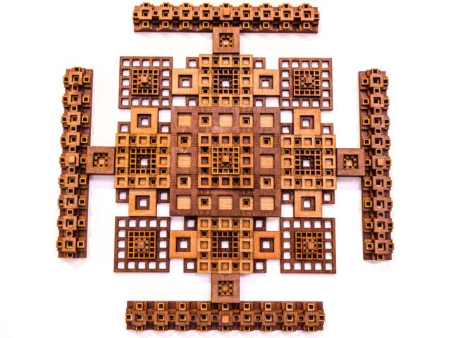 Laser Cut Wood Mandala Geometric Fractal Wall Art - image 1