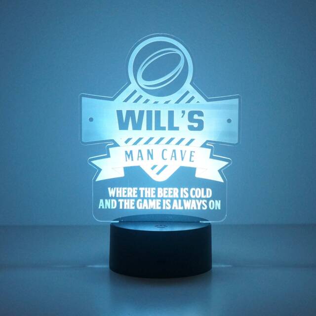 Custom Rugby Fan Light Up Sign. Rugby Sport Tv Room Light. Man Cave Bar Led Lamp. Personalised Gift D40R Christmas Present - image 1
