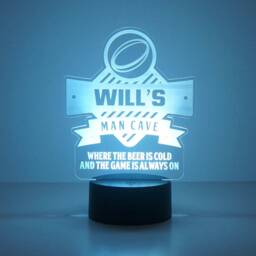 Custom Rugby Fan Light Up Sign. Rugby Sport Tv Room Light. Man Cave Bar Led Lamp. Personalised Gift D40R Christmas Present - thumbnail 1