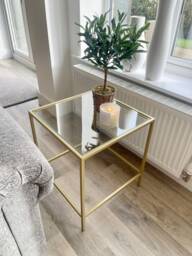 Madison Glass Metal Side Table - Gold - thumbnail 1