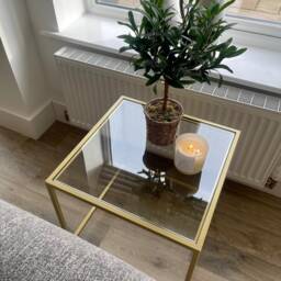 Madison Glass Metal Side Table - Gold - thumbnail 2