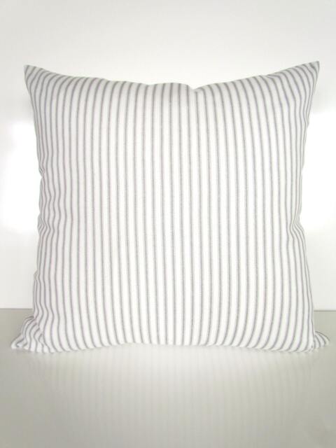 Gray Pillow Cover French Grey Ticking Stripe Throw Pillows Home Decor - image 1
