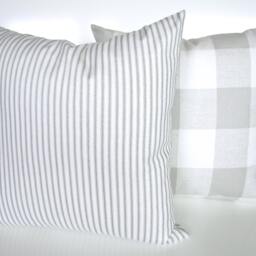 Gray Pillow Cover French Grey Ticking Stripe Throw Pillows Home Decor - thumbnail 3