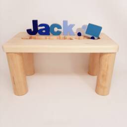 Girls Puzzle Name Bench, Wood Kids Bench Name, Maple Personalized Toddler Wooden, Custom Gift For Christmas - thumbnail 2