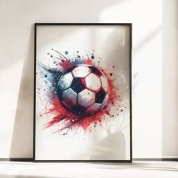 Red Football Wall Art Personalised - Set Of 3 Prints - Boys Bedroom Decor Kids Room Posters Soccer Artwork Custom Teen Footballer Gifts - thumbnail 3