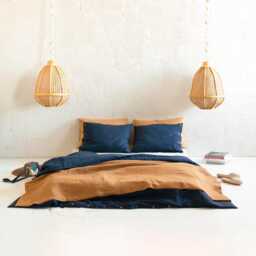 Indigo Linen Duvet Cover, Natural Flax Bedding, Queen, King, Twin, Blue Covers - thumbnail 2