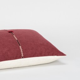Handwoven Hemp Cushion Cover - Burgundy Red, Karen Hill Tribe Tassel Pillow - thumbnail 4
