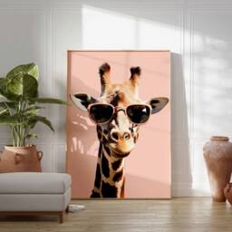 Giraffe Print, Poster, Funny Animal D??cor, Wall Art, in Sunglasses Modern D??cor - thumbnail 2
