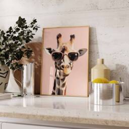 Giraffe Print, Poster, Funny Animal D??cor, Wall Art, in Sunglasses Modern D??cor - thumbnail 3