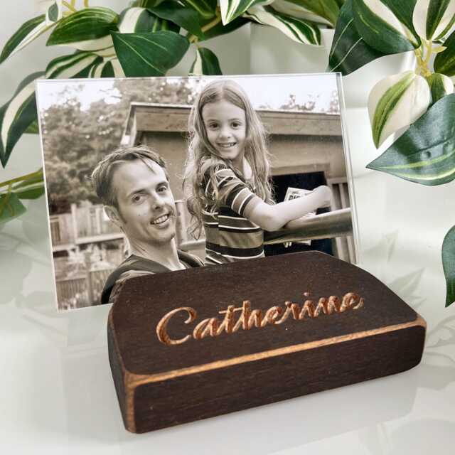 Personalised Wooden Photo Holder - Frame Beech Block 5Th Wedding Anniversary Wedding Gift Birthday - image 1