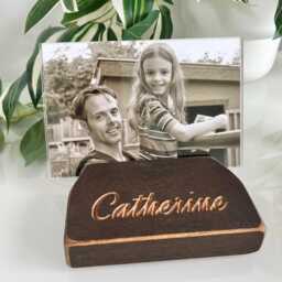 Personalised Wooden Photo Holder - Frame Beech Block 5Th Wedding Anniversary Wedding Gift Birthday - thumbnail 4