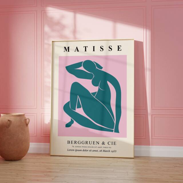 Henri Matisse Pink & Blue Sculpture Portrait Prints, Hippy, Modern, Gallery Wall Art, Living Room, Bedroom, Kitchen Decor 1629 - image 1