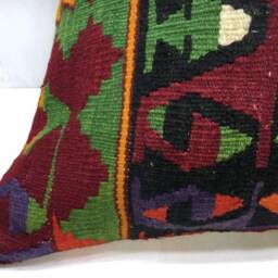 Vintage Handwoven Kilim Pillow Cover, Turkish Decor - 24x24 - thumbnail 3