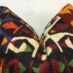 Vintage Handwoven Kilim Pillow Cover, Turkish Decor - 24x24 - thumbnail 2
