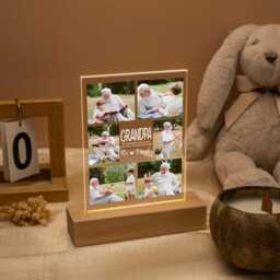 Grandpa Photo Collage Led Light, Fathers Day Gift For Dad Papa From Grandkids, Custom Night Light, Grandpa Birthday Him - thumbnail 2
