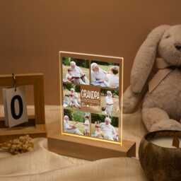 Grandpa Photo Collage Led Light, Fathers Day Gift For Dad Papa From Grandkids, Custom Night Light, Grandpa Birthday Him - thumbnail 3