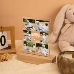 Grandpa Photo Collage Led Light, Fathers Day Gift For Dad Papa From Grandkids, Custom Night Light, Grandpa Birthday Him - thumbnail 4