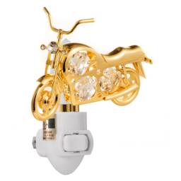 24K Gold Motorcycle Night Light With Sparkling Crystals