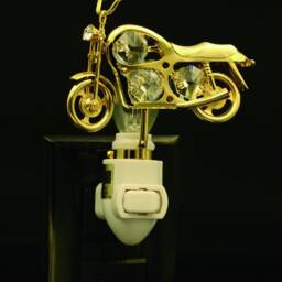 24K Gold Motorcycle Night Light With Sparkling Crystals - thumbnail 3