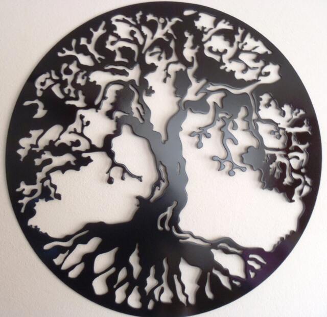 Black Metal Tree Of Life Wall Art 70cm Round Focal Point Decor - image 1
