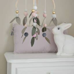 Spring Mobile With Leaves, Pink, Gold, White - thumbnail 3
