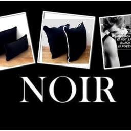 Black Velvet Pillow Cover, White Piping, Soft Cushion - thumbnail 4
