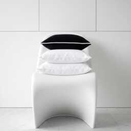 Black Velvet Pillow Cover, White Piping, Soft Cushion - thumbnail 2