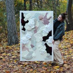 Cotton - Oversized Fiber Art Tapestry Neutral Earthy Colors, Textured Wool Wall Hanging - thumbnail 2
