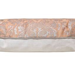 Fortuny Lumbar Throw Pillow Cushion Cover Silvery Gold & Peach Solimena Pattern - Made in Italy - thumbnail 2