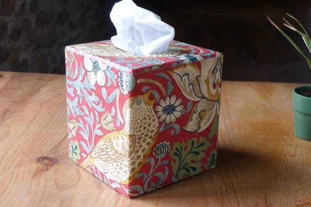 Handmade William Morris Tissue Box Strawberry Thief Red, Home D??cor - image 1