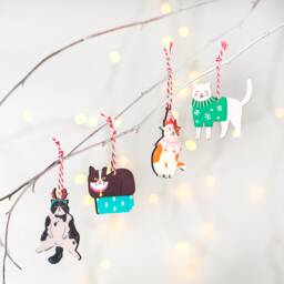 Funny Cat Christmas Decorations, Cat-Themed Ornaments, Whimsical Festive Feline Fun, Lovers Gift - thumbnail 1