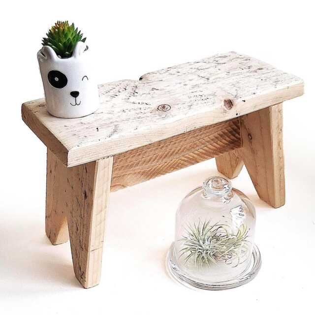 Handmade Wooden Stool - Rustic Plant Stand, Nursery Child Seat, Kitchen Footstool Eco-Friendly, Recycled Wood Furniture Lover Gift - image 1
