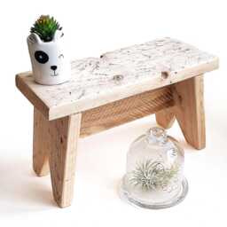 Handmade Wooden Stool - Rustic Plant Stand, Nursery Child Seat, Kitchen Footstool Eco-Friendly, Recycled Wood Furniture Lover Gift - thumbnail 1