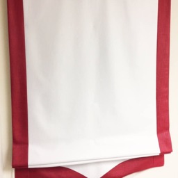 Custom Relaxed Roman Shade, Tuscany White Linen With Red Border - thumbnail 3