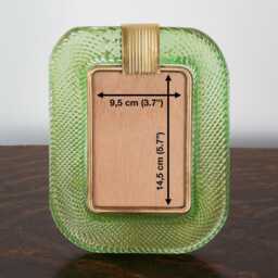 Murano Photo Frame Green Gold Glass & Brass Details, Handmade in Venice, Italy - thumbnail 2