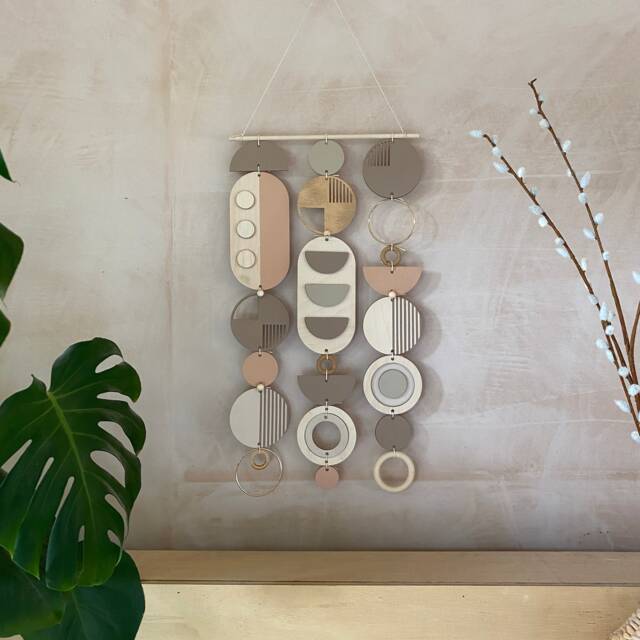 Handmade Boho Geometric Wall Art - Wood & Metal, Living Room Decor - image 1