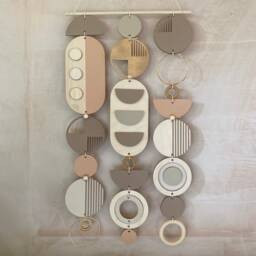 Handmade Boho Geometric Wall Art - Wood & Metal, Living Room Decor - thumbnail 3